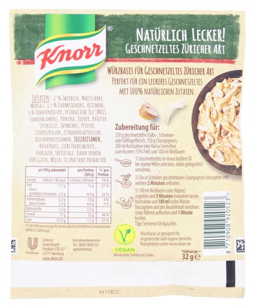 Knorr Natürlich Lecker! Geschnetzeltes Züricher Art 
